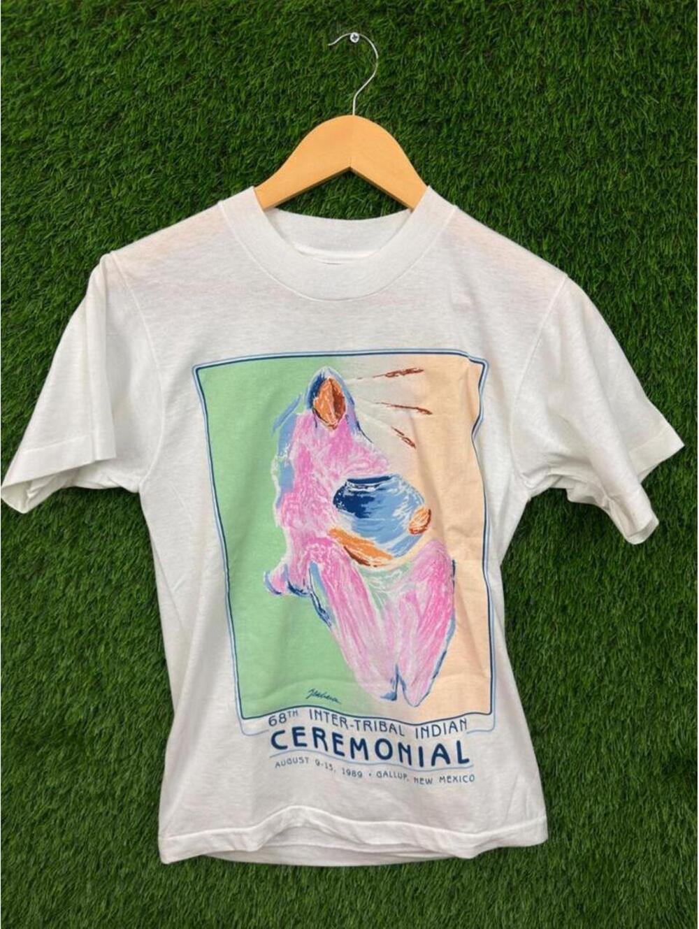 Vintage 1989 Inter-Tribal Indian Ceremonial Art Graphic USA T-Shirt Small